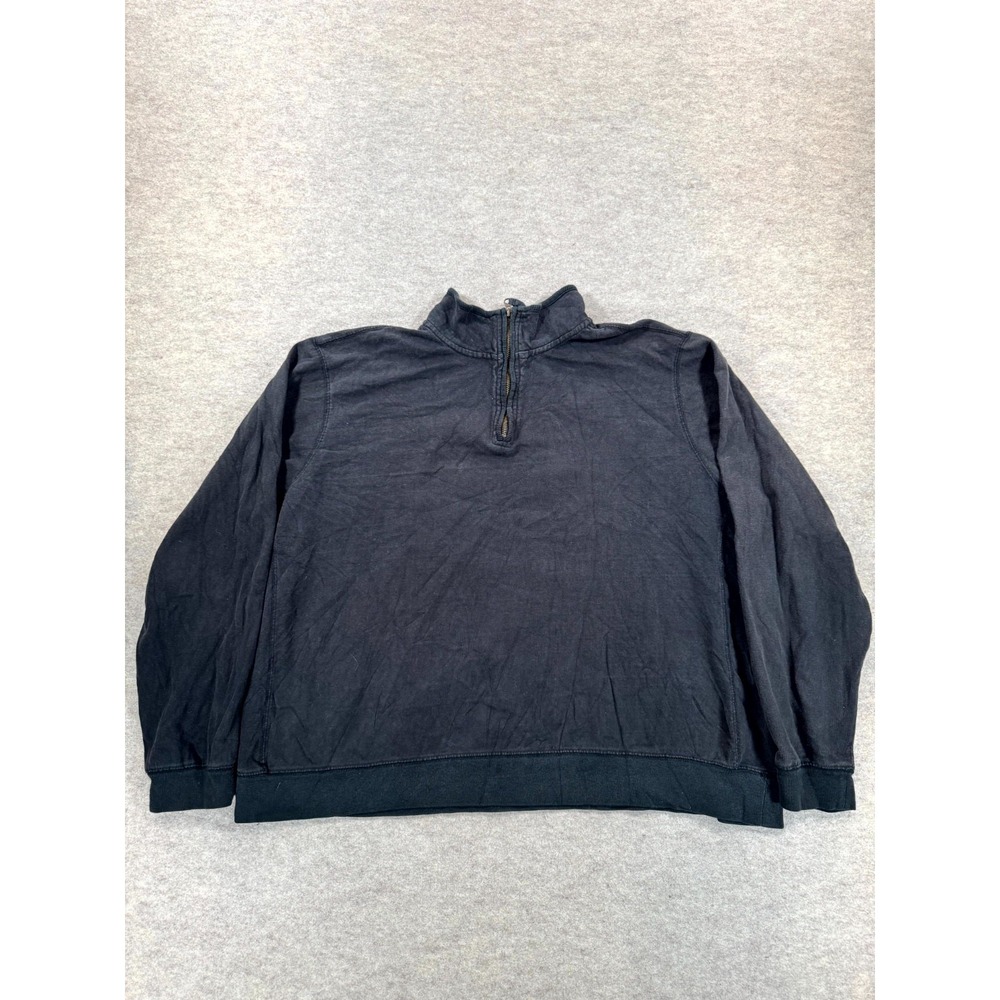 George Sweater Mens 2XL (50-52) Black Cotton Mock Neck Full Zip Casual Outdoor